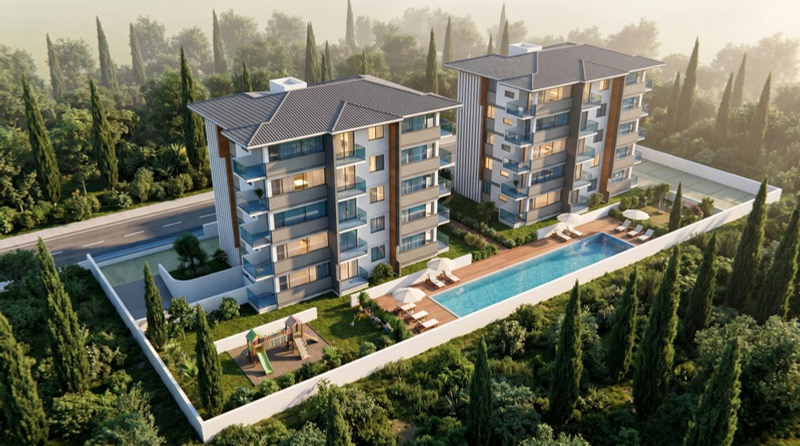 Larimor Homes havuzlu proje görünümü